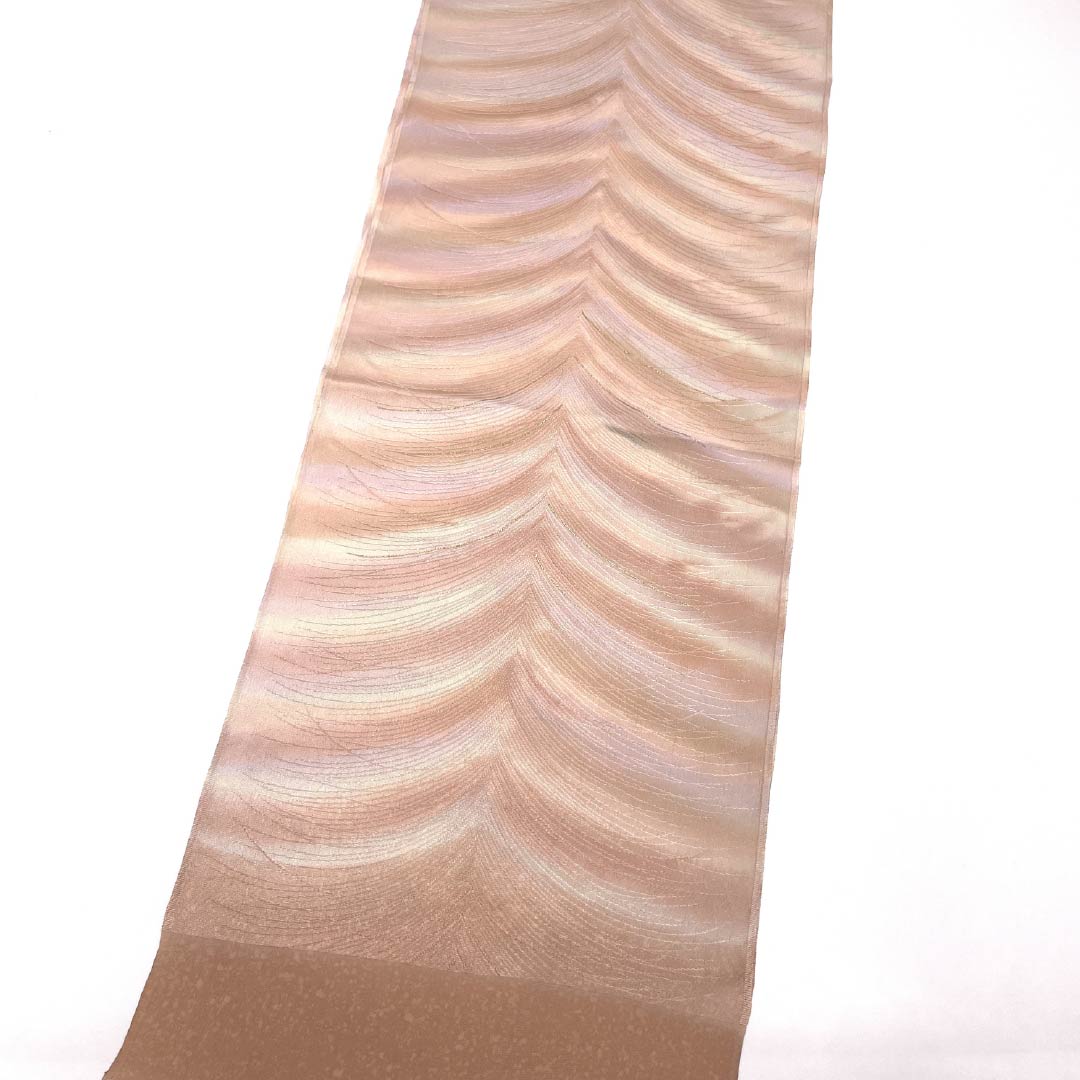 Obiage Silk S-Rank Semi-formal Mizugaki (light persimmon) color, gradated, Daimatsu pine, length approx. 180cm, width approx. 30cm, pink family, 1136002662913
