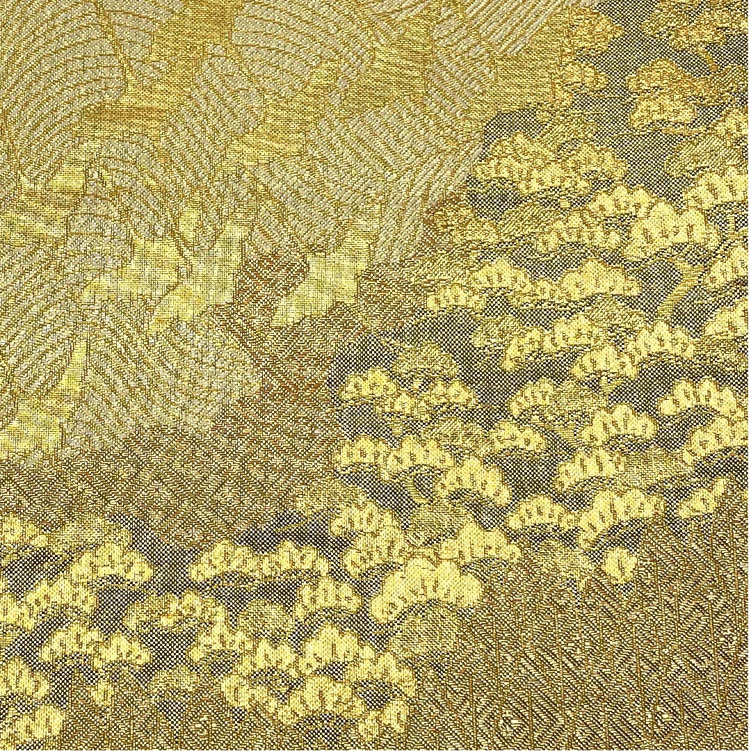 Fukuro Obi Gold Saga Nishiki Cherry Blossom Crane Length 450cm Pure Silk A Rank Six-way Formal Gold 1123006063321