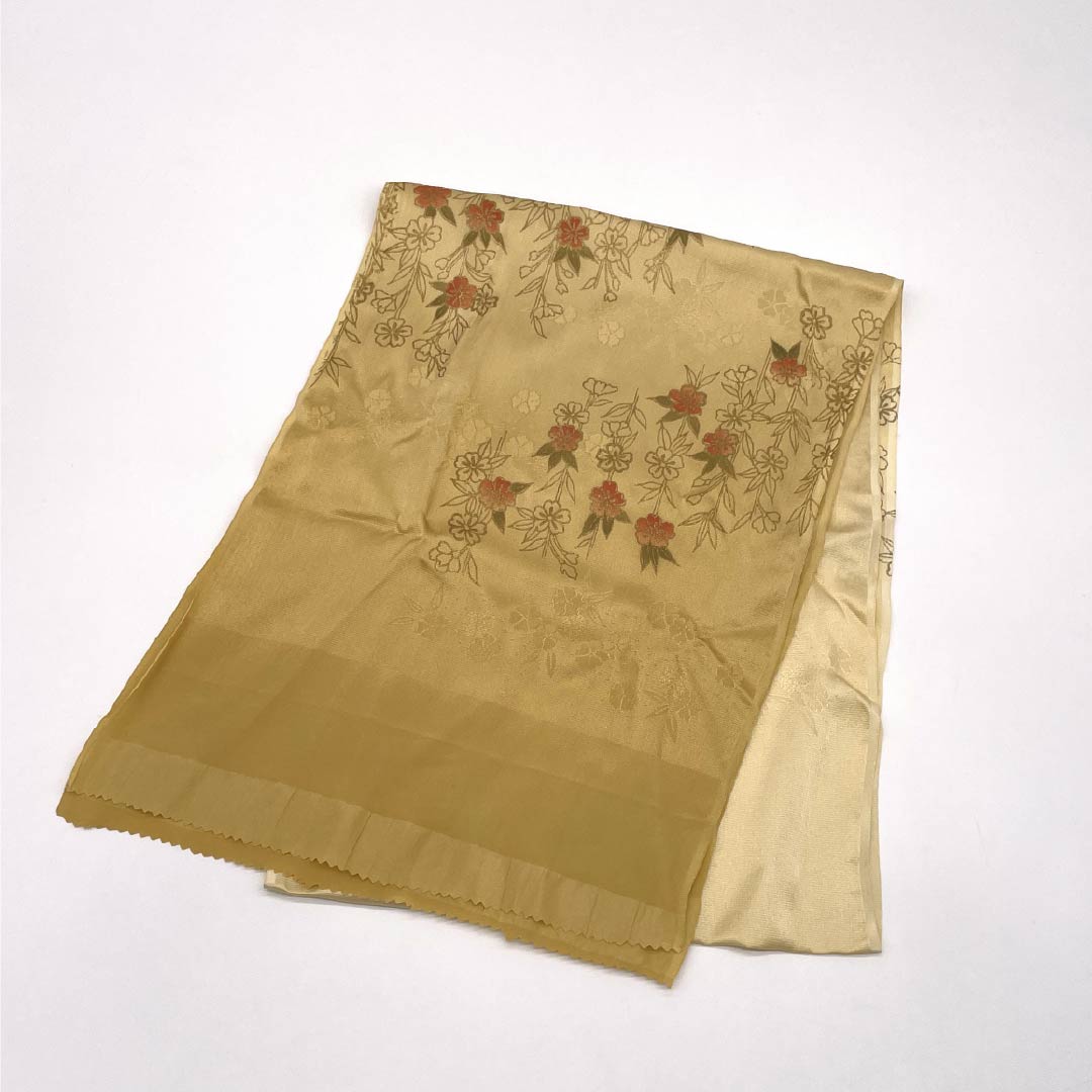 (Like new) S-Rank Silk Obijime and Obiage Set, Corn-Colored, Approximately 152cm Long, 1.2cm Wide, Semi-Formal, Yellowish Color, Product Code: 1141000092323