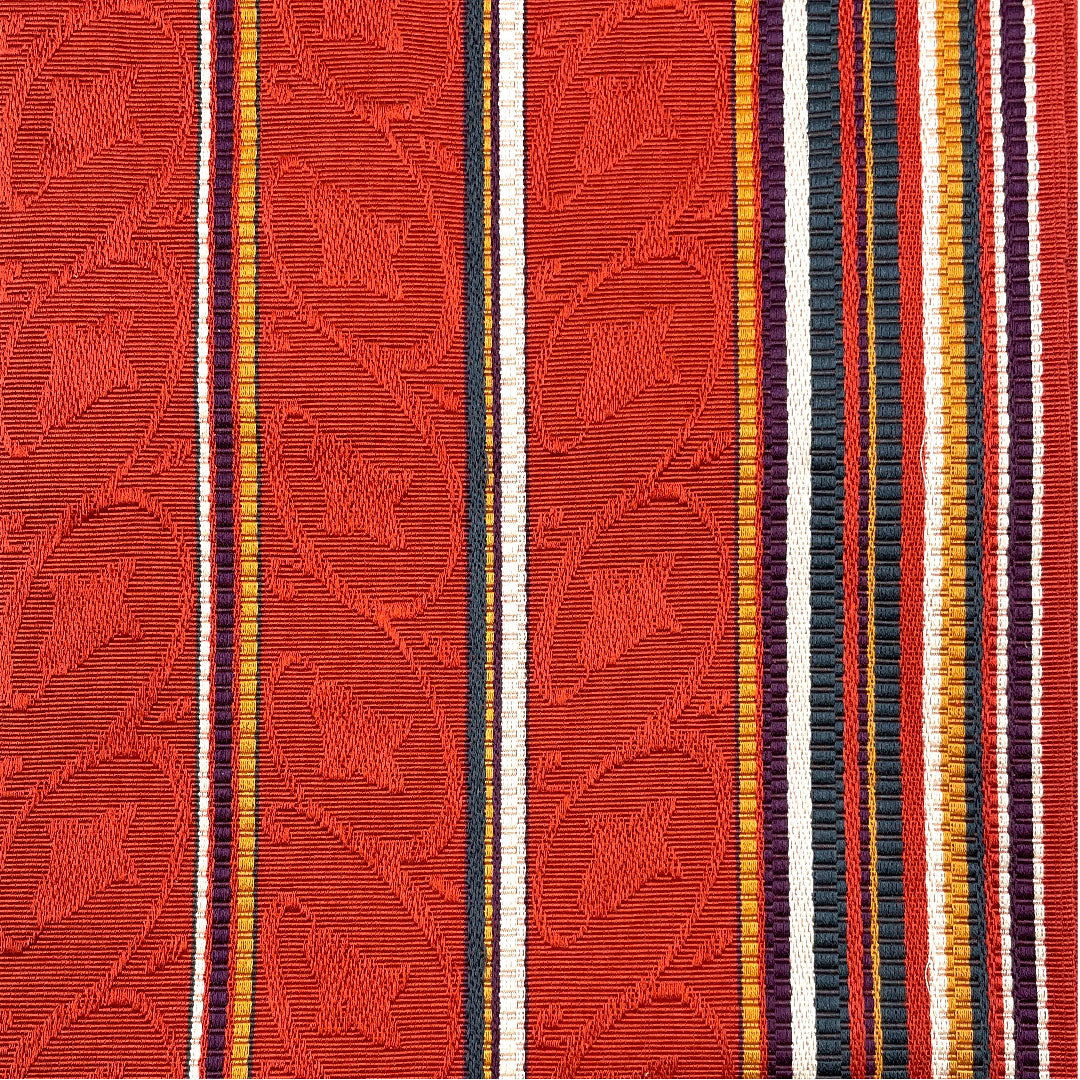 Half-width obi, striped, obi length 348cm, pure silk, red, A rank, 1125000143912