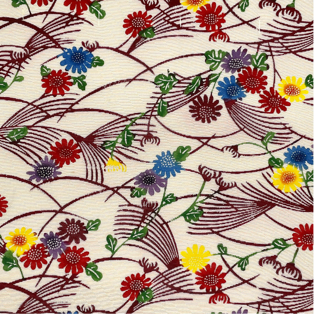 Nagoya obi with floral pattern, stencil dyeing, dyed obi, length 361.5cm, pure silk, A rank, point pattern, casual, red, 1124001883312, Nagoya style