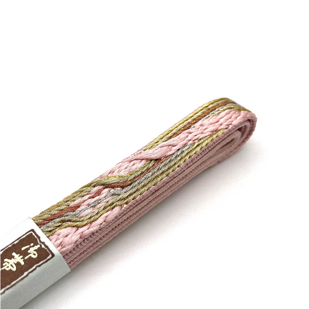 （新古品） 帯締め 正絹 四分紐 浅紅色（あさべにいろ） 特選金銀糸 金属糸使用 新古品 長さ約168cm 幅約1.5cm セミフォーマル Sランク ピンク系 1135001172913