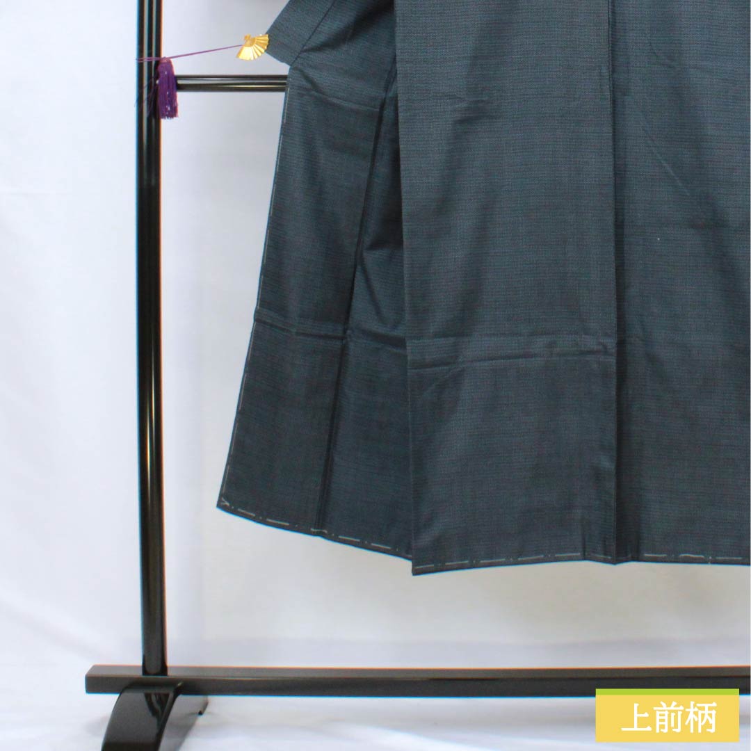 Men's silk S-rank kimono, length 138cm, sleeve length 65.5cm, Aisumi brown (ice-washed brown) Oshima Tsumugi pongee with tortoiseshell pattern and basting threads, lined, navy blue, product number 1119001152318