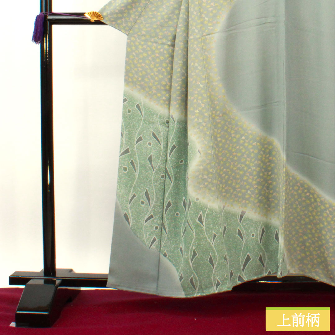Homongi, pure silk, lined, length 157cm, sleeve length 64.5cm, agarwood brown, Kawamura Kyutaro, abstract pattern, embroidery, Kenshoen Guard processing, S rank, gray, 1112004032322