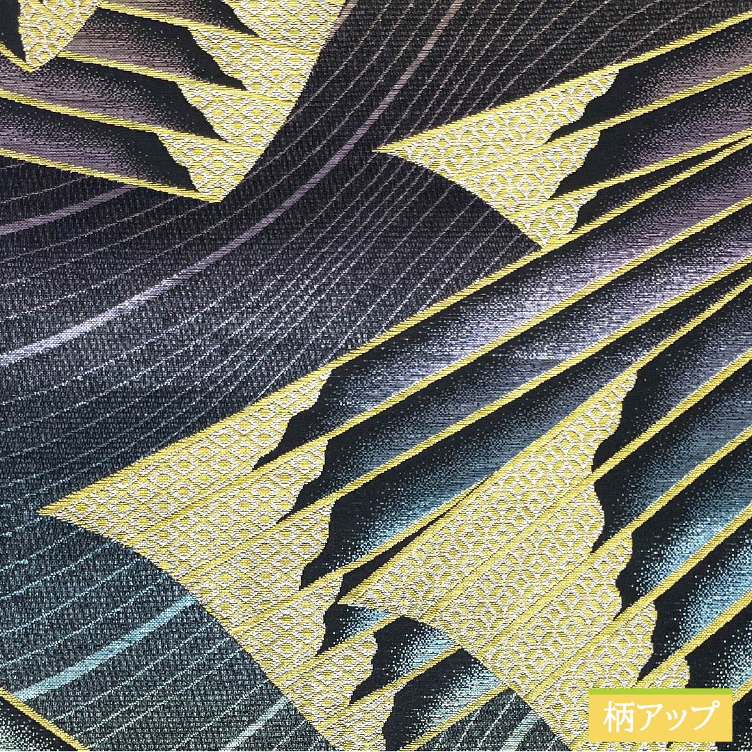 Fukuro Obi, pure silk, diamond and circle design, Shippo, obi length 450cm, S rank, six-way, formal, black, 1123014002410