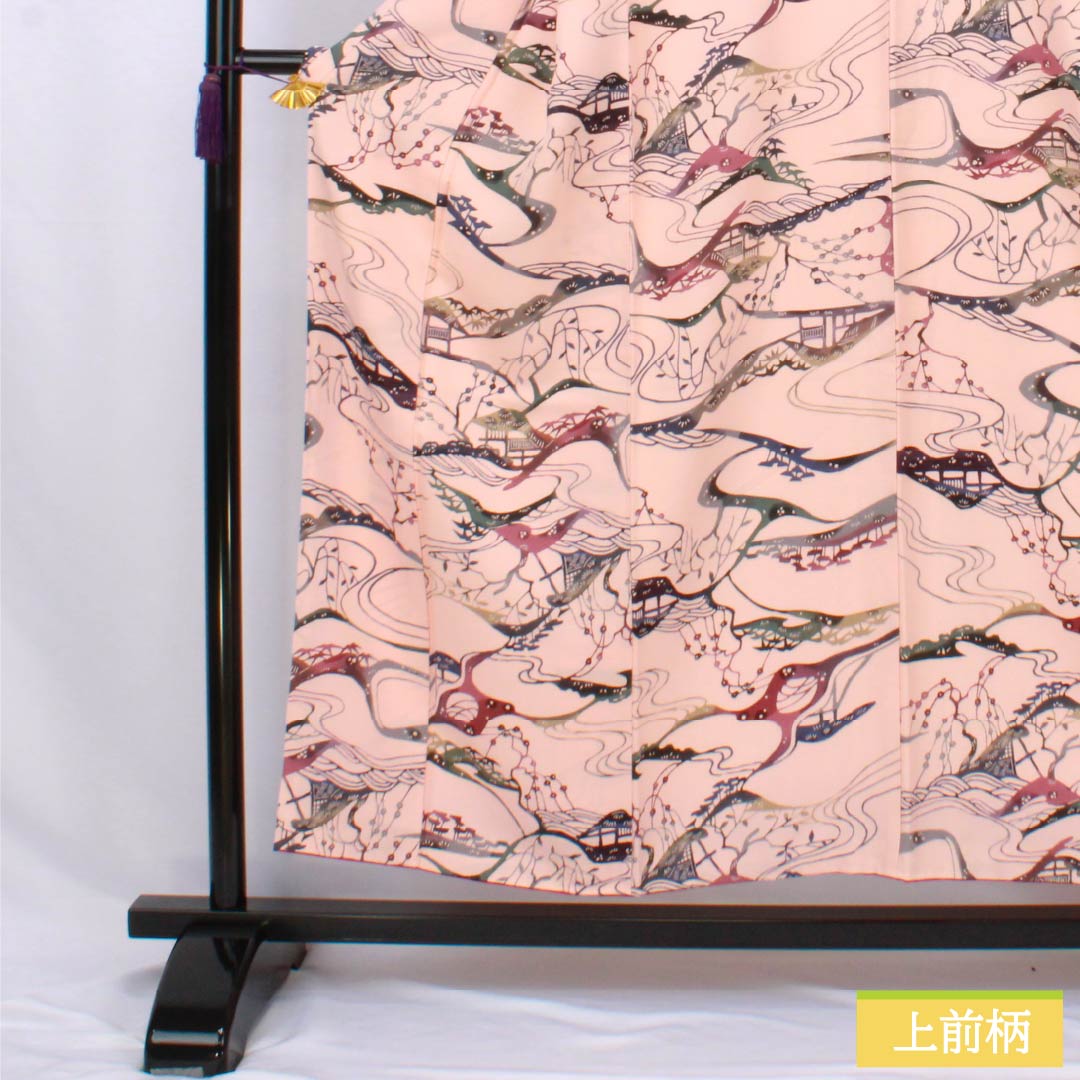 Komon silk S-rank kimono, length 153.5cm, sleeve length 64cm, lined, maiden color (otomeiro), Kyoto Bingata, Chayatsuji, pink, product number 1115007702213