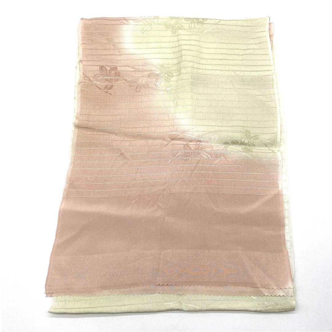 帯揚げ 正絹 セミフォーマル 曙色（あけぼのいろ） 硫黄色（いおういろ） 絽 夏用 長さ約176cm 幅約30cm Sランク ピンク系 1136000662913