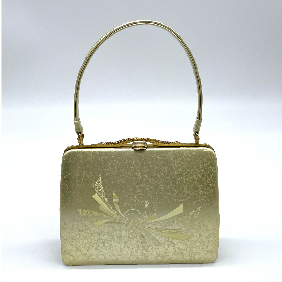 （新古品）草履バックセット フォーマル 金色（きんいろ） 未使用品 古典柄 螺鈿 Mサイズ 金系 Aランク 1133000223321
