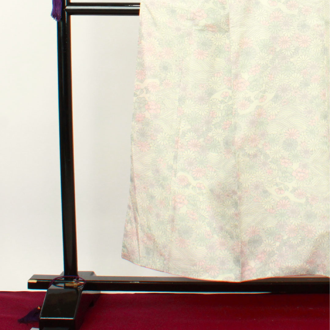 Tsumugi, Length 153cm, Sleeve length 62.5cm, Floral pattern, Polyester, A rank, Lined, White, 1116002143211