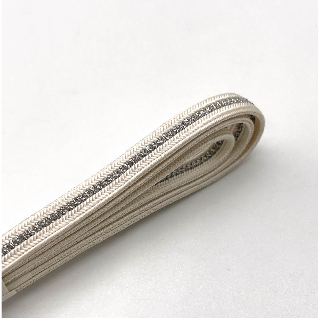 S-Rank Silk Obi-jime (Sash Band), Off-White, for Yukata, Approx. 121cm Long, 0.9cm Wide, Casual, White, 1135004302311