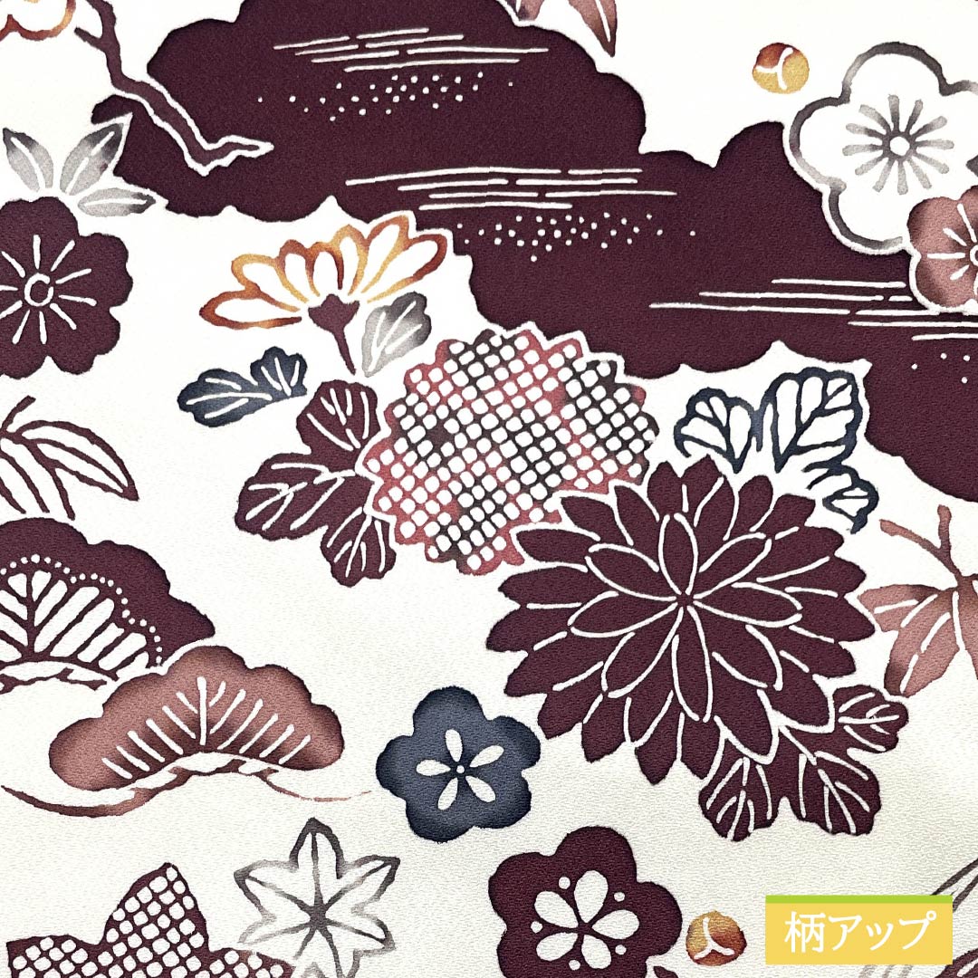 Nagoya obi, milky white, Kyoto Bingata, Bingata-style pattern, plum blossom, obi length 360cm, pure silk, S rank, full length, casual, white, 1124006542311, Nagoya style