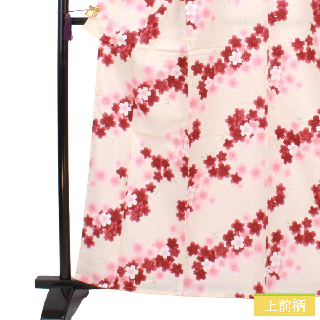 浴衣 木綿 Sランク 身丈163cm 裄丈66cm 薄肉色（うすにくいろ） 型染 桜 単衣 ピンク系 1118006992413
