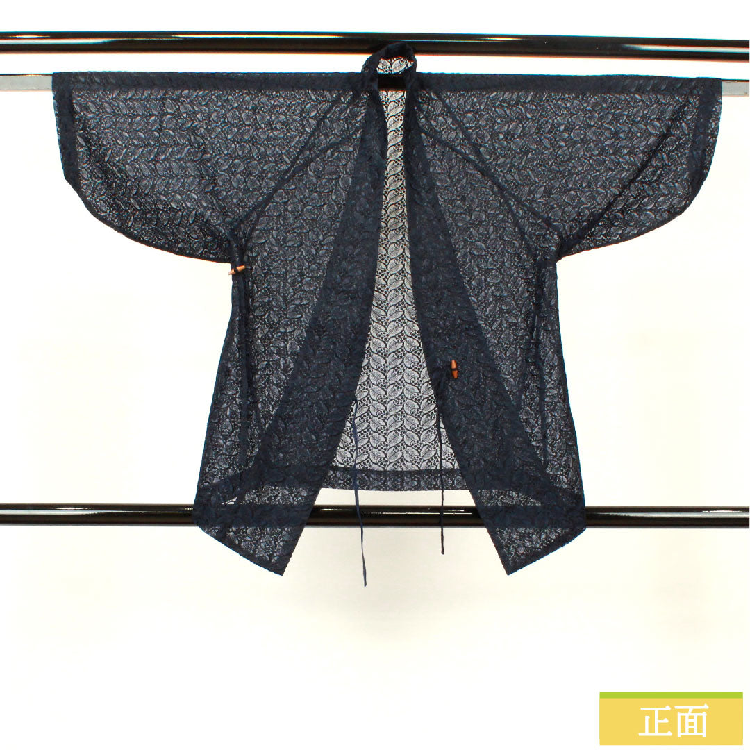 道中着 ポリエステル 身丈76.5cm 裄丈47.5cm  幾何学模様 スリーシーズン Sランク 単衣 黒系 1117000612910