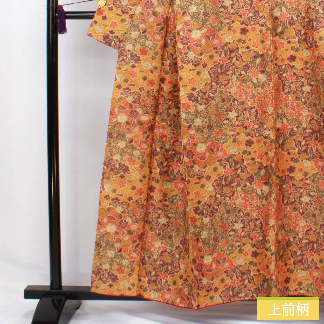 Komon (small pattern) kimono, polyester, length 158.5cm, sleeve length 63.5cm, lined, stencil-dyed, cloud-patterned, all-over floral print, washable, A-rank, gradient, 1115006093399