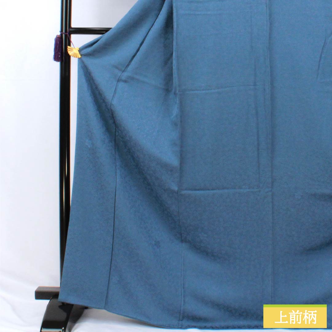 Solid-colored silk kimono, Grade A, length 169.5cm, sleeve length 67cm, deep indigo (Kokifutaaiiro) color, Saiyumeji, pearl-tone finish, lined, blue-based, product number 1114002493517