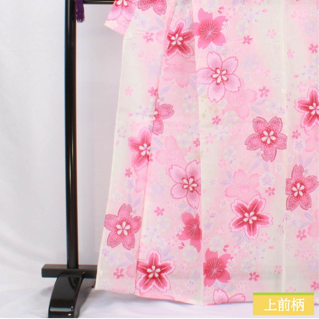 Cotton Yukata, Length 165.5cm, Sleeve Length 65cm, A Rank, Single Layer, Pink/Light Crimson (Asabe Niiro) with Cherry Blossom and Glitter Design, Product Number: 1118006123513