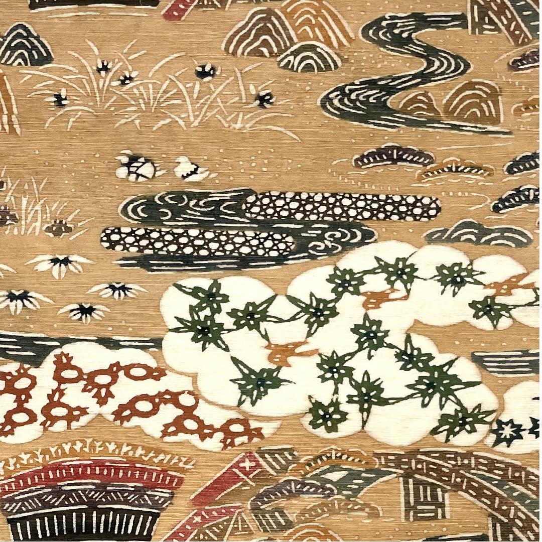 名古屋帯 薄い朽葉色 ちりめん地 花柄 蝶々柄 鳥柄 帯丈353cm 正絹 Aランク 六通 カジュアル ベージュ系 1124004723325  名古屋仕立て