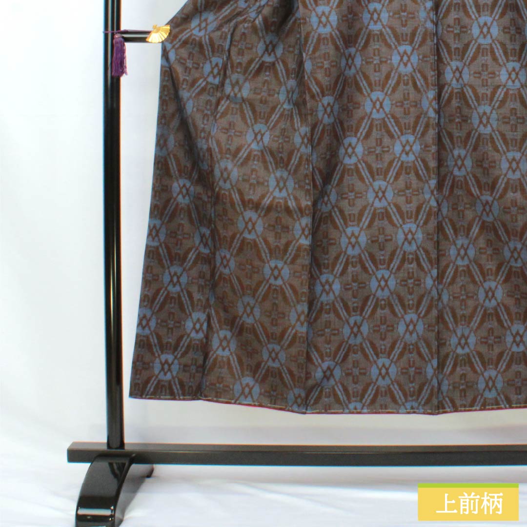 Tsumugi silk, S rank, length 150cm, Yuki 63cm, Ochiguri-iro (dark chestnut color), abstract pattern, with basting stitches, Awasé, brown family, 1116004812114