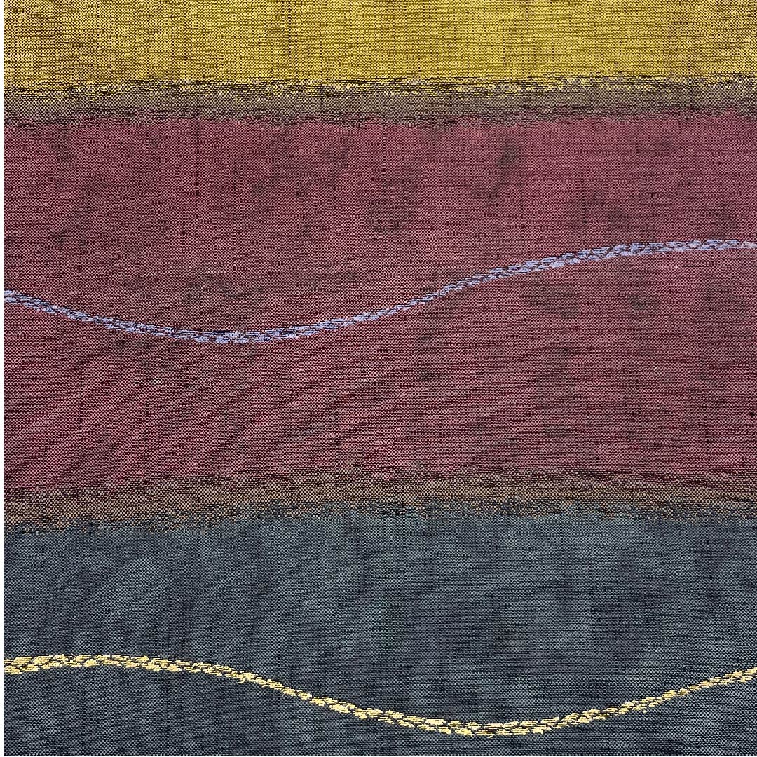 Fukuro Obi, Lacquer Foil, Horizontal Stripes, Line Pattern, Checkered, Length 440cm, Pure Silk, A Rank, Six-Ply, Casual, Gradient Style, 1123005563399