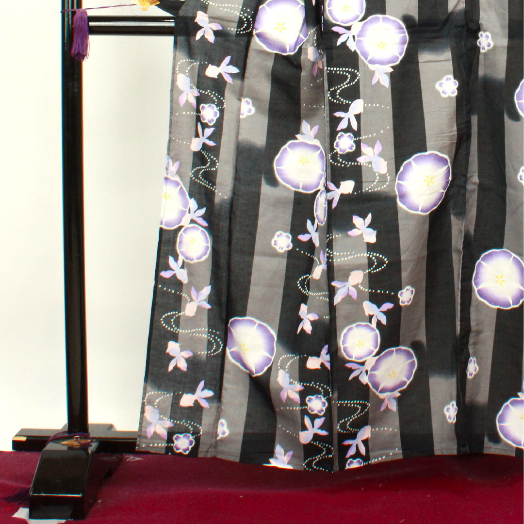 Yukata Goldfish Morning Glory Cherry Blossom Cotton S Rank Single Layer Length 161cm Sleeve Length 65cm Gradient 1118003802499