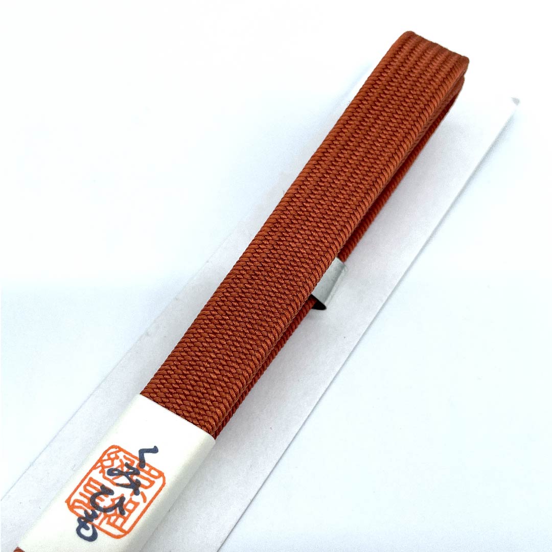 （新古品） 帯締め 正絹 四分紐 弁柄色（べんがらいろ） 中村勝雲作 嵐山 手描き 長さ約162cm 幅約1cm セミフォーマル Sランク 橙系 1135000062926