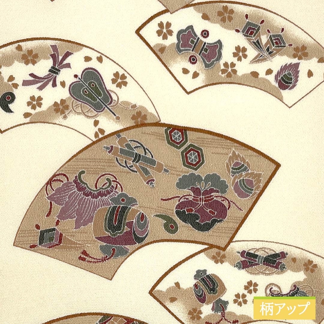 Nagoya obi, natural color (kinariiro), crepe fabric, dyed obi, fan-shaped, obi length 365cm, pure silk, A rank, full length, casual, beige, 1124007183325, Nagoya style