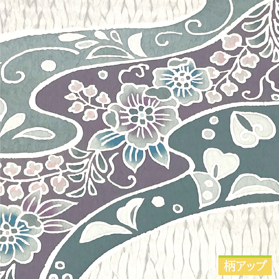 Fukuro Obi (Sleeve) - Pure Silk, S-Rank, Unohana-iro (Unohana Color), Dyed Obi with Tornado-Shibori Pattern and Abstract Floral Design, Length 446cm, Pointed Pattern, Casual, Gray, Item Number: 1123016632322