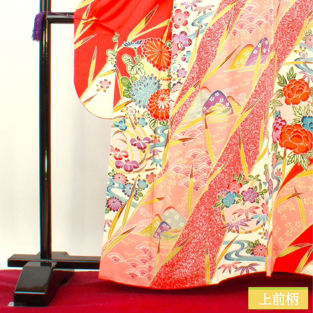 振袖 正絹 身丈161.5cm 裄丈62.5cm 袷 土耳古赤色（とるこあかいろ） 吉祥文様 Aランク 赤系 1113002023412