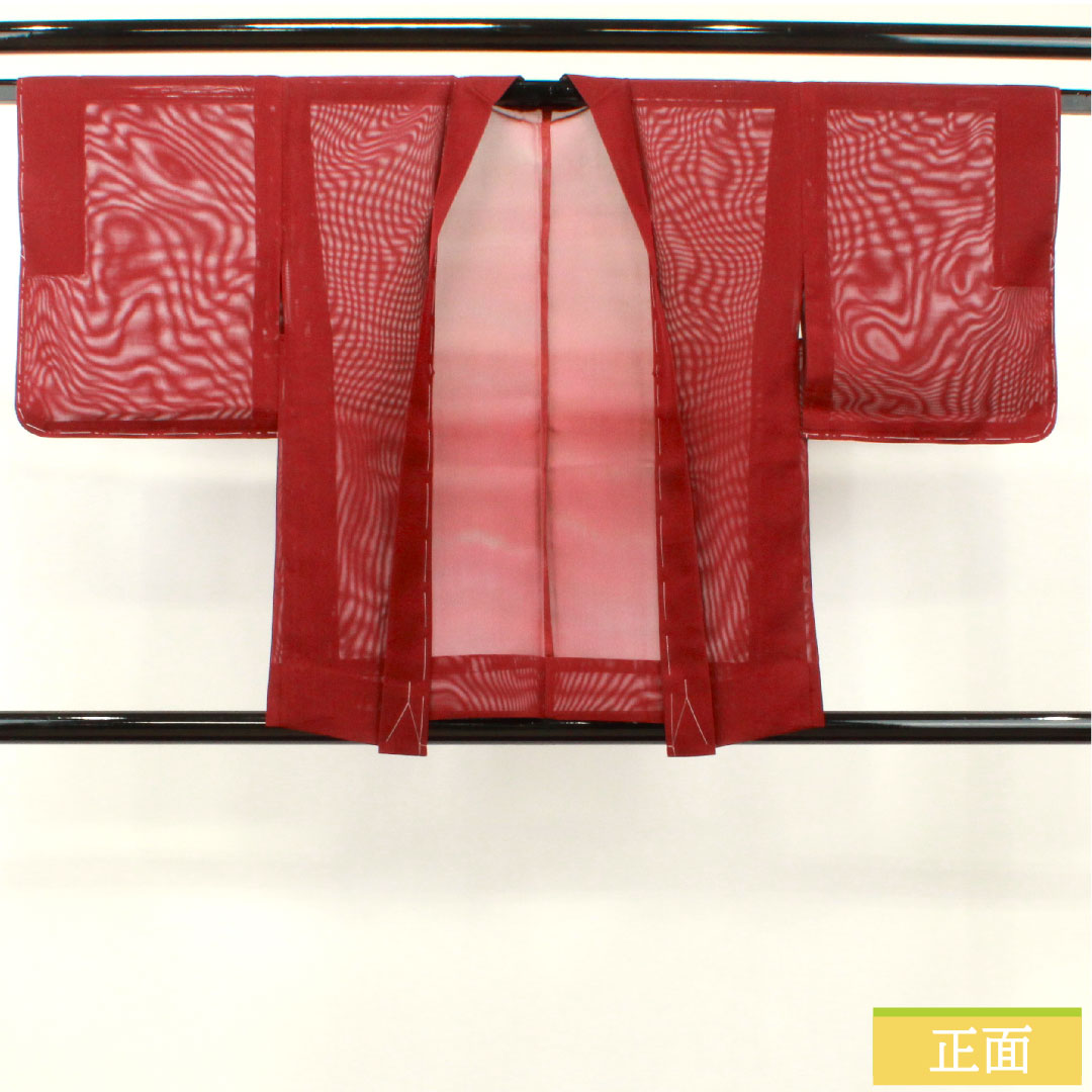 羽織 正絹 身丈76.5cm 裄丈60.5cm 臙脂色（えんじいろ） 夏物 しつけ糸付き 未使用品 Sランク 紗 赤系 1117001002912