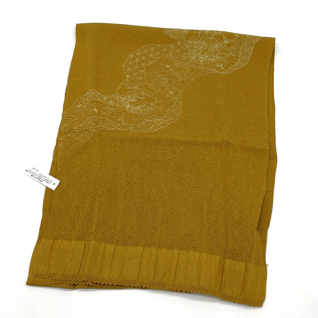（新古品） 帯締め・帯揚げセット 正絹 NEWランク 苔色（こけいろ） 路考茶色（ろこうちゃいろ） ちりめん 古典柄 長さ約160cm 幅約1.4cm カジュアル 緑系 1141000551319
