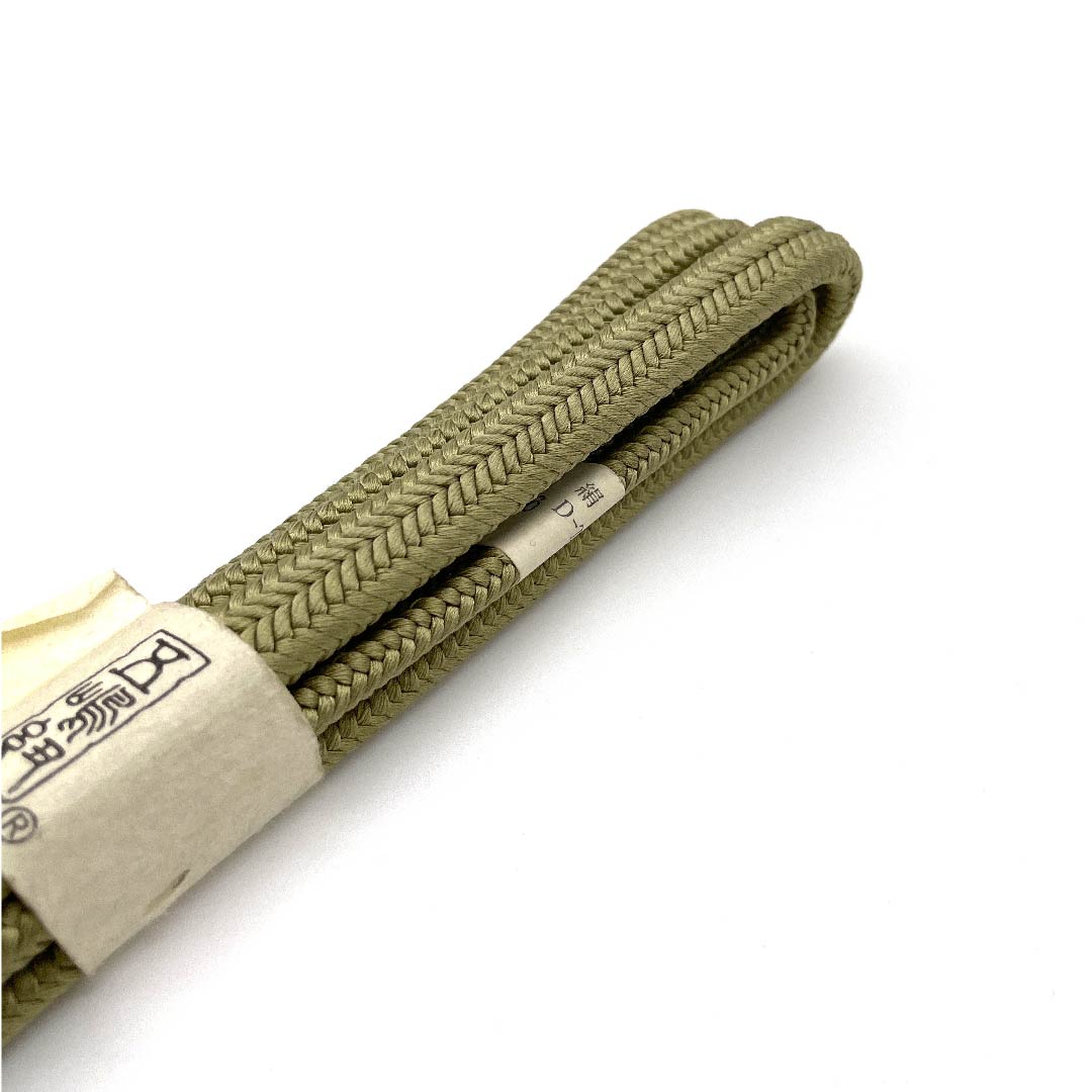 (New old stock) Obi-jime (belt fastener) made of pure silk, quarter-length cord, Rikyu color, Goshima cord, Edo braid, new old stock, length approx. 159cm, width approx. 1.2cm, casual, S rank, green, 1135002572319