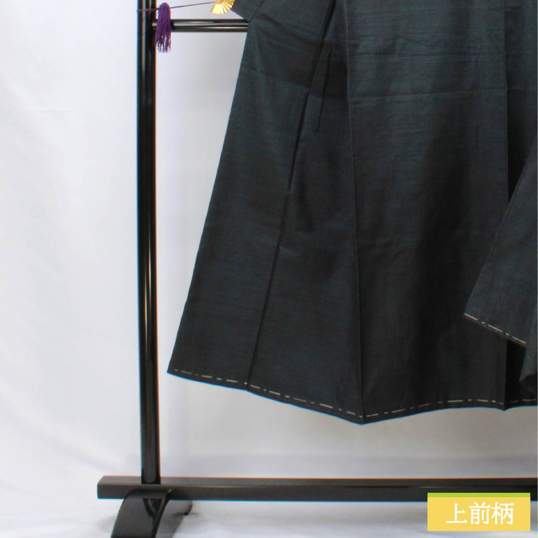 Men's Pure Silk A-Rank Oshima Tsumugi Tortoiseshell Ensemble Kimono, Length 140cm, Sleeve Length 67.5cm, Lined, Black, with Basting Threads, Product Number: 1119001283410