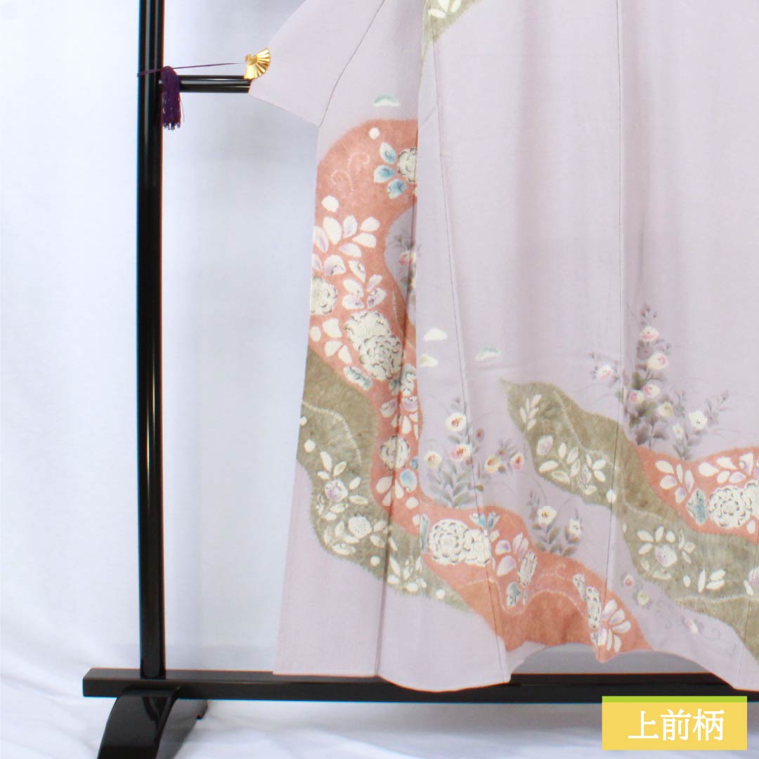 訪問着 正絹 Aランク 袷 身丈151.5cm 裄丈62cm 霞色（かすみいろ） 京友禅 辻ヶ花 紫系 1112006793220