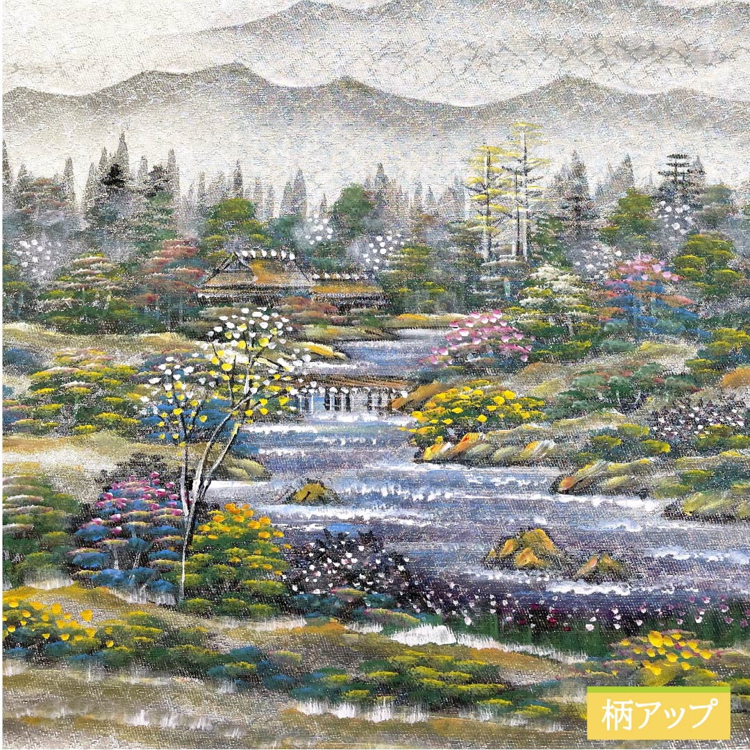 袋帯 正絹 銀色（ぎんいろ） 作家物 春蘭 風景模様 帯丈470cm Aランク ポイント柄 カジュアル 銀系 1123012553422