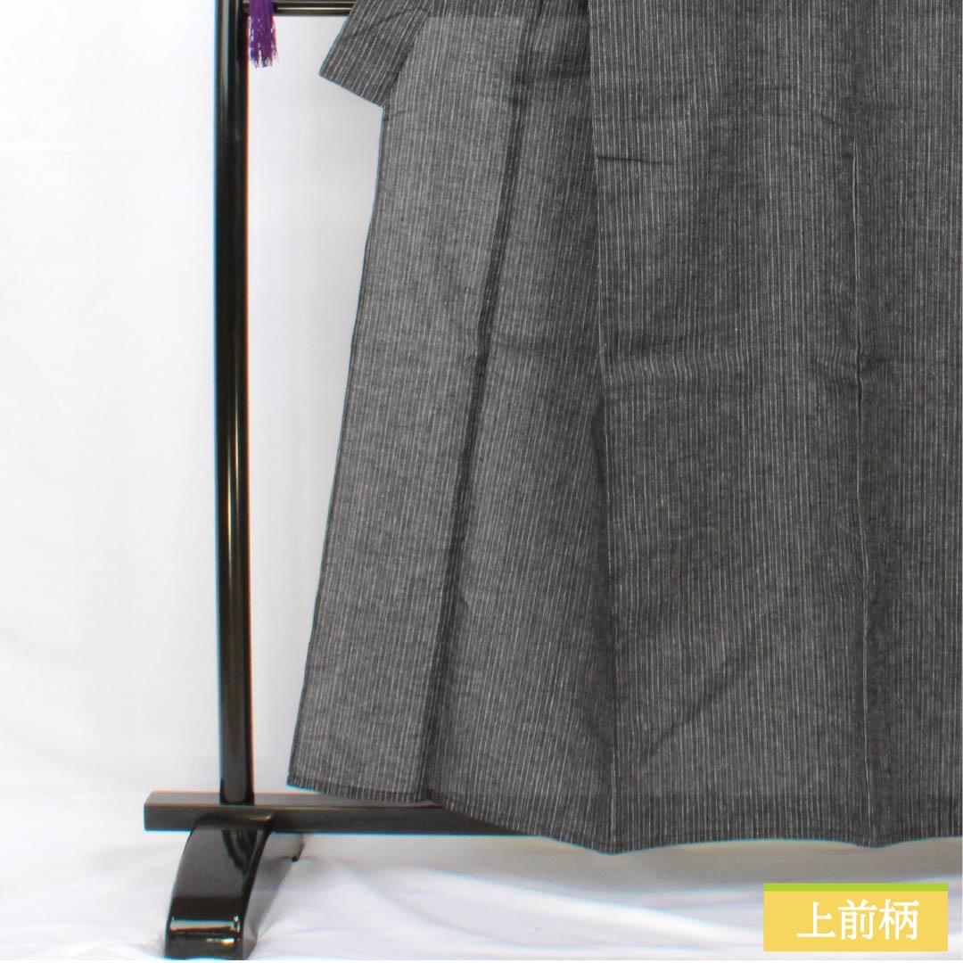 Yukata Cotton Linen Length 159cm Sleeve length 67cm S rank Single layer Black Striped Cotton Linen 1118005632310