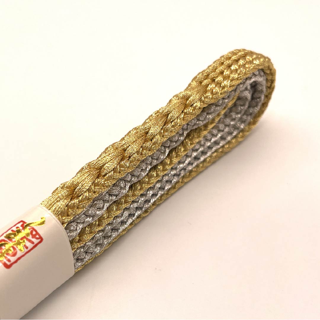 帯締め 正絹 四分紐 金色（きんいろ） 銀色（ぎんいろ） バイカラー 長さ約155cm 幅約1.5cm フォーマル Sランク 金系 1135003062321
