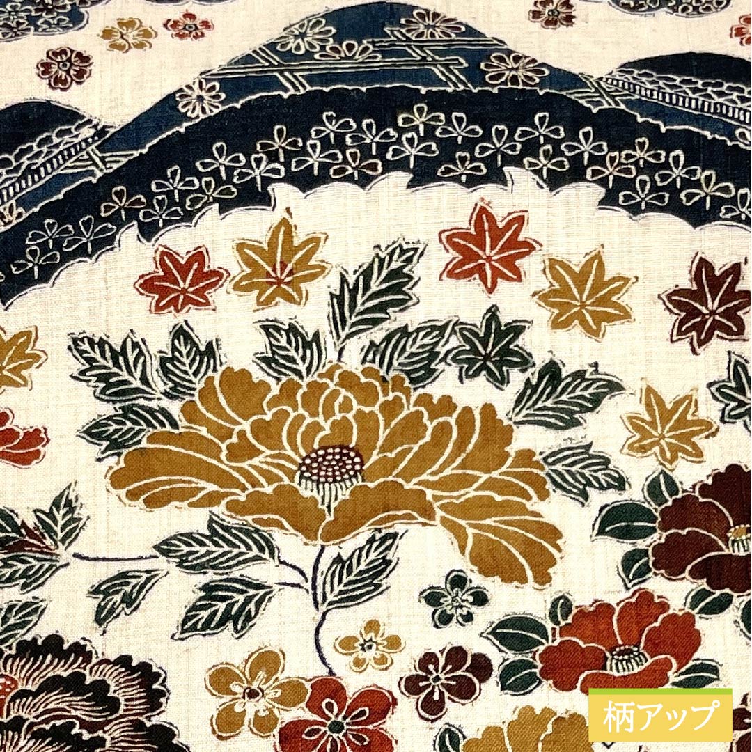 名古屋帯 正絹 Ｓランク 開き仕立て 練色（ねりいろ） 型染 草花模様 花柄 帯丈372cm 全通 カジュアル クリーム系 1124012172315
