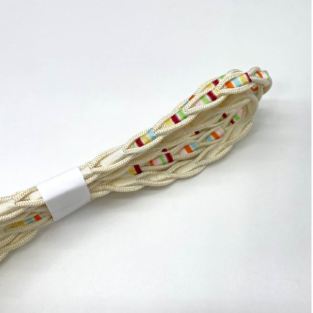 Obijime Silk A Rank - Creamy White - Summer - Length approx. 153cm, Width approx. 1cm - Casual - Cream color - 1135006263315
