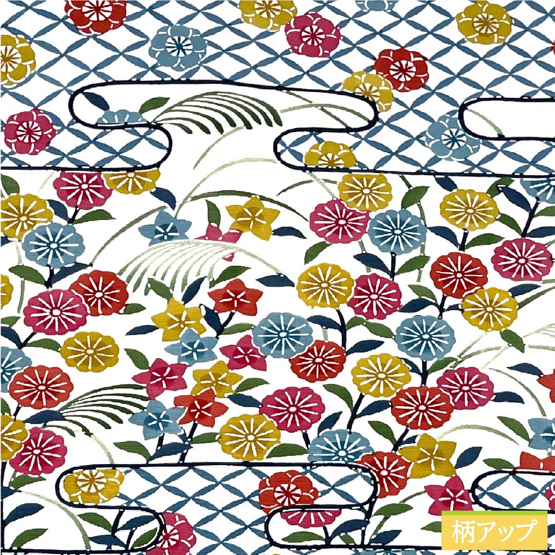 Nagoya obi, milky white color, stencil dyeing, Kyoto red pattern, Shippo, chrysanthemum, bellflower, plum, obi length 364.5cm, pure silk, S rank, full length, casual, white, 1124005872311, Nagoya style