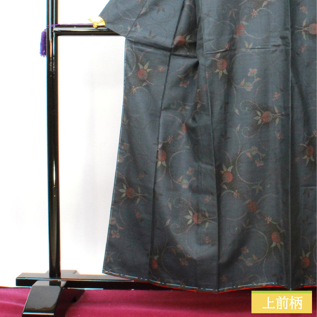 Silk pongee, Length 159.5cm, Sleeve length 64.5cm, Oshima pongee, 7 marks, Matsu, with basting thread, S rank, lined, navy blue, 1116003612318