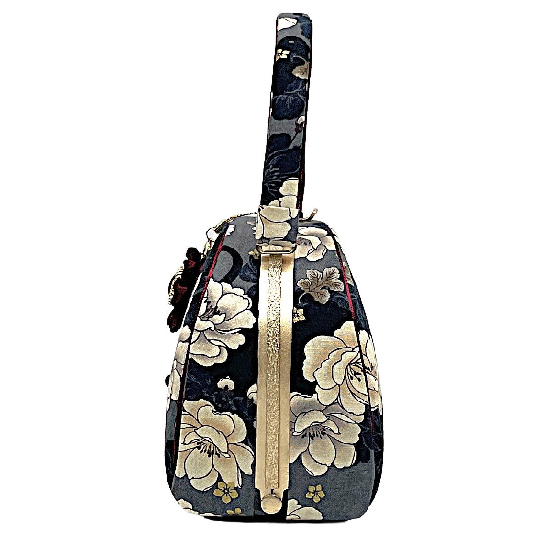 Japanese Style Bag Casual NEW Old Rose Floral Black Cat Retro Gray 113900136122