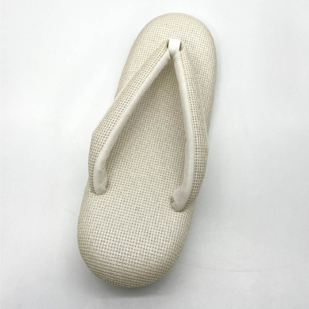 (Like New) Casual Zori Sandals, Synthetic Leather, New Condition, La Sole, Low-Rebound, Sisal, Length 24.5cm, Size L, White, Item Number 1122001531411