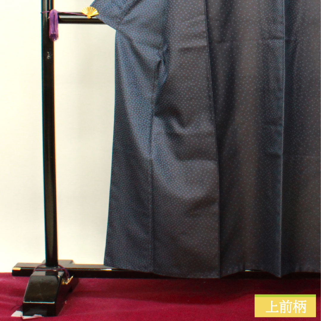 Silk kimono, length 157.5cm, sleeve length 61.5cm, Hishiya Rokuemon, Kazetsu kimono, flower petal pattern, S rank, lined, navy blue, 1116003072318