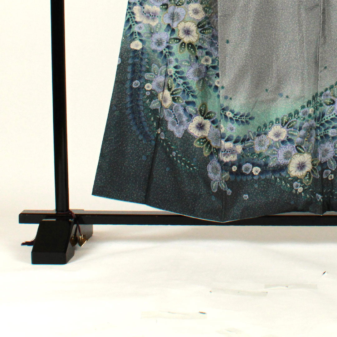 Homongi, lined, length 157cm, sleeve length 64cm, Tsujigahana, Oshima Tsumugi, pure silk, S rank, gray, 1112001282322