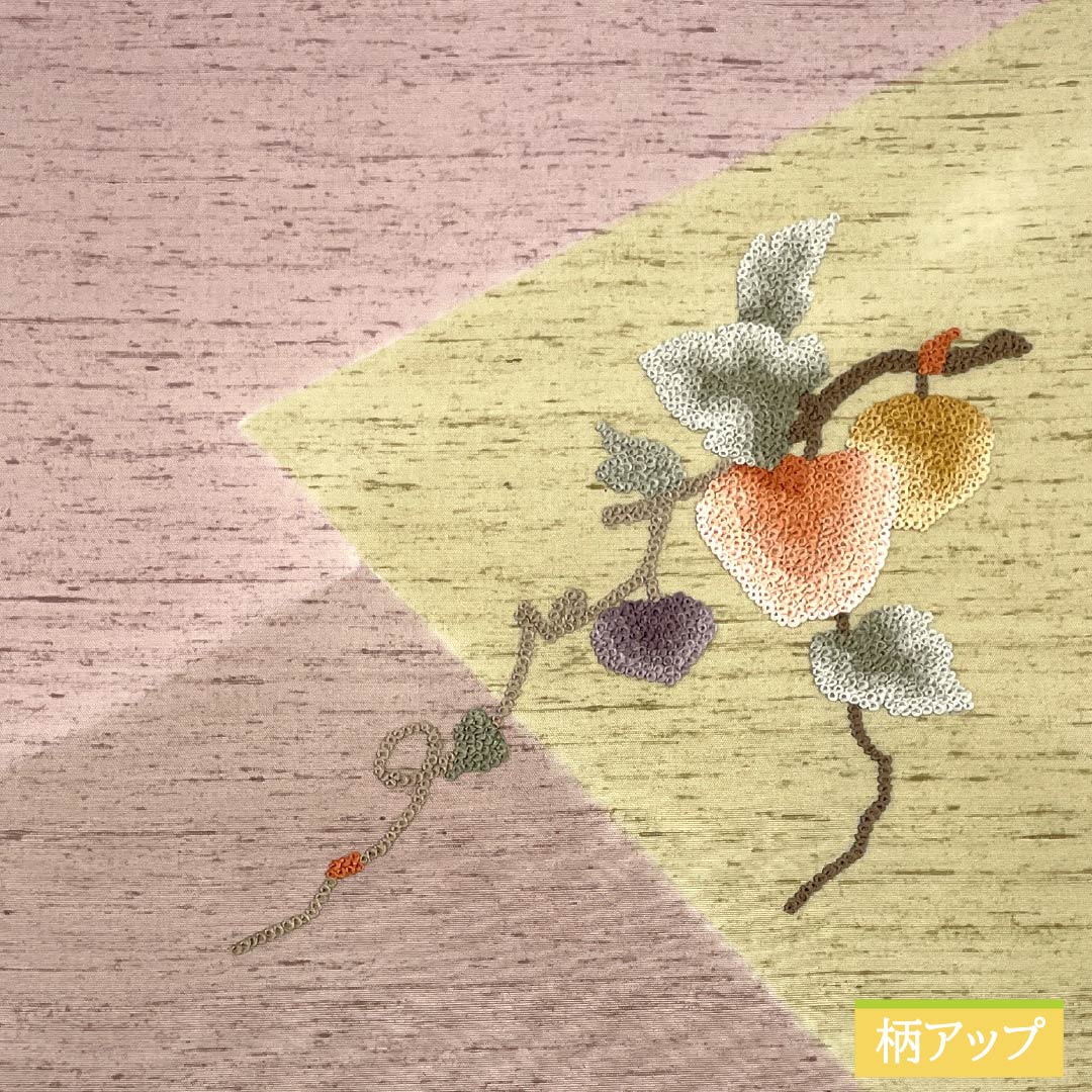 Nagoya obi, Sagara embroidery, Ushiku Tsumugi fabric, fruit, obi length 381cm, pure silk, S rank, point pattern, casual, gradation style, 1124007382499, Nagoya tailoring