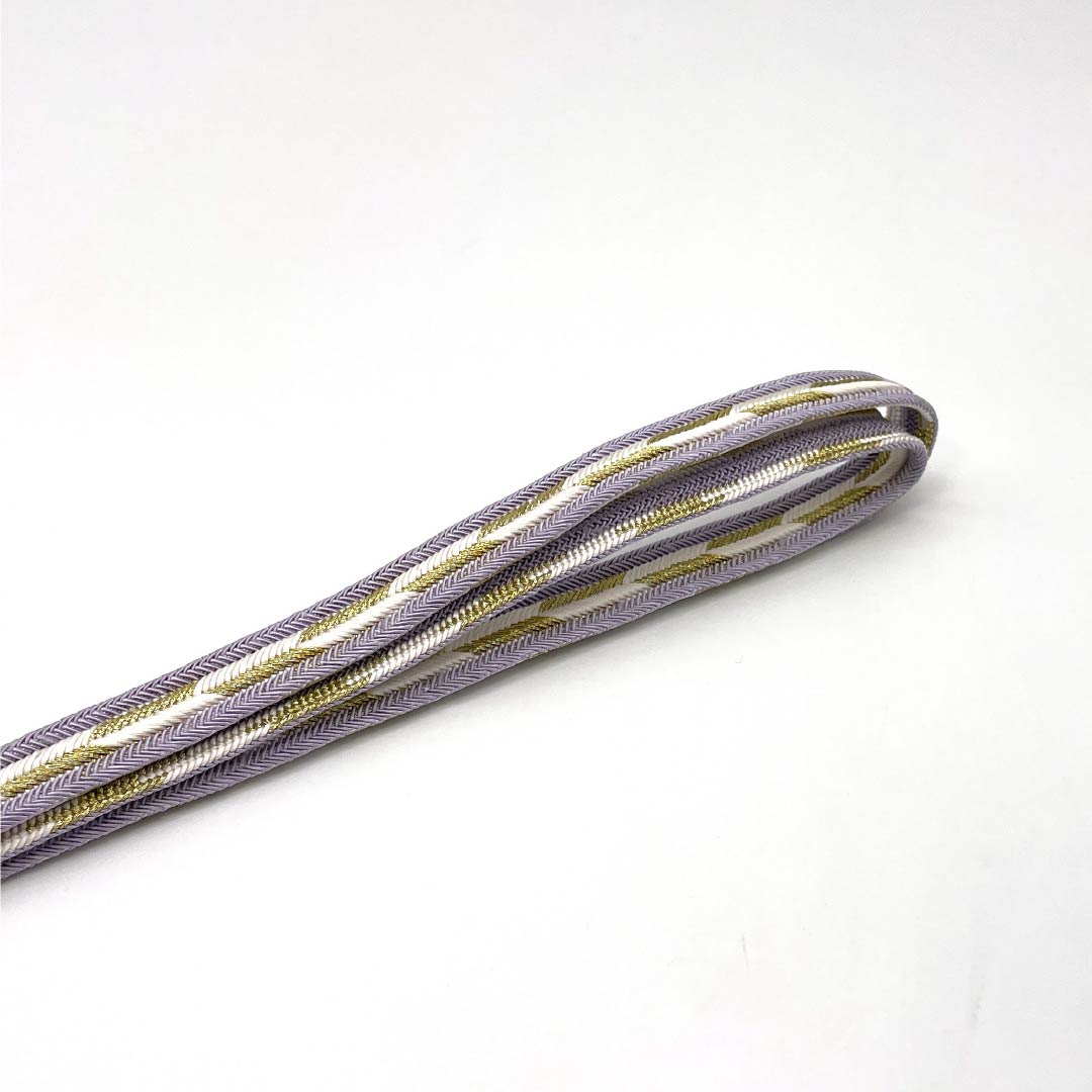 (Brand New) Pure Silk Obijime (Obi-jime) in Light Wisteria (Usu-Fuji-iro) - Long, Suiran Kobo, Arrow Feather Design, Approximately 186cm Long, Approximately 1.5cm Wide, Semi-Formal, Purple, Product Number: 1135005361420