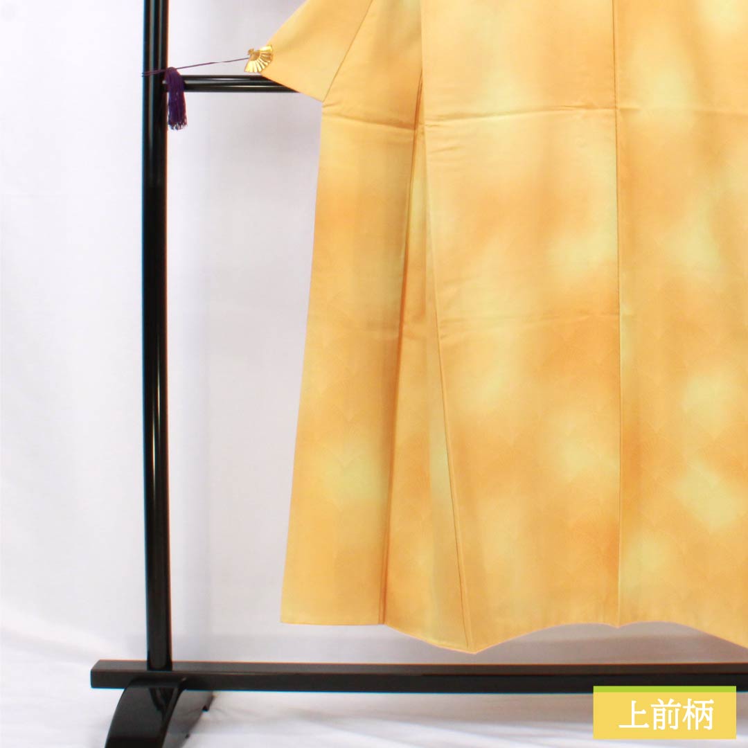 Solid Color Kimono (Polyester) A Rank, Length 148.5cm, Sleeve-to-shoulder 58.5cm, Corn Yellow, Light Khaki, Gradation Dyeing, Pine Needle Pattern, Lined, Orange System, 1114002303126