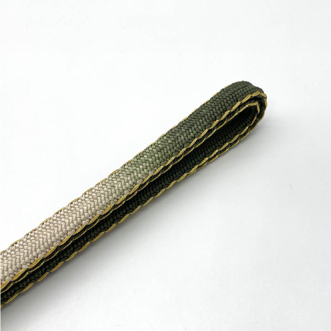 (新品)帯締め 正絹 NEWランク 鈍色（にびいろ） 平田組紐 耳角朝遊玄染 撚り房 長さ約170cm 幅約1.4cm セミフォーマル 緑系 1135005071419