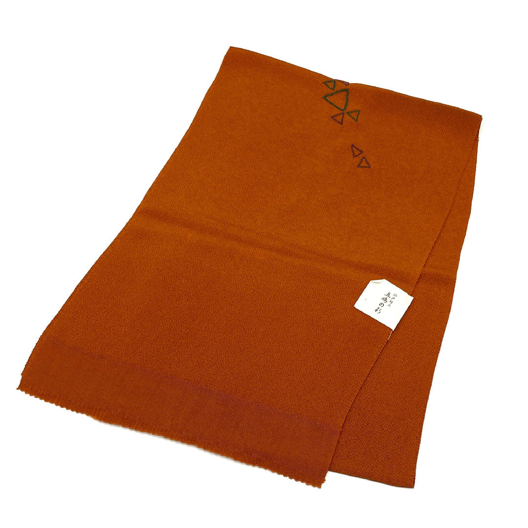 (Like new) Silk Obiage (Sash) - New Rank, Casual, Taishaiiro (Obi-age) - Goshima-himo (Goshima cord) - Geometric Triangle Pattern - Approximately 168cm Long, Approximately 28cm Wide - Brown - Product Number: 1136001151914