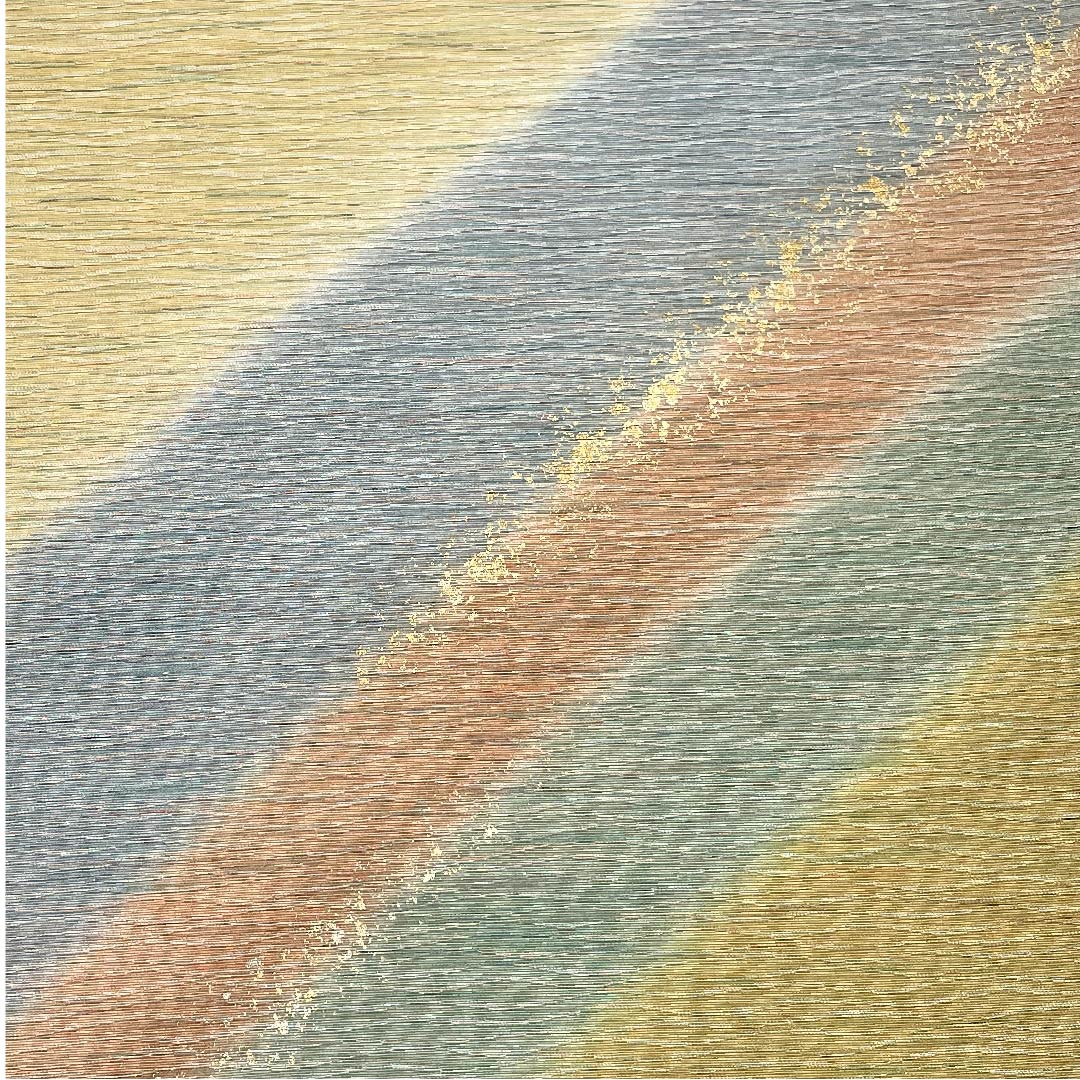 Fukuro Obi (Sash) Yellow Sea Pine Brown (Kimiru Chairo) Gold Dyed Obi Length 444cm Pure Silk A Rank Point Pattern Semi-Formal Green 1123005413319